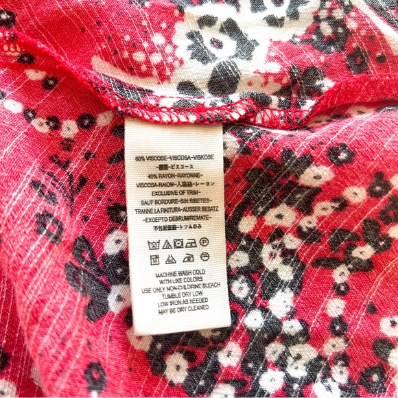 Free People | Shirt Dress | Red printed | Tough Love | Maxi | Size 12 | Boho - Picture 9 of 11